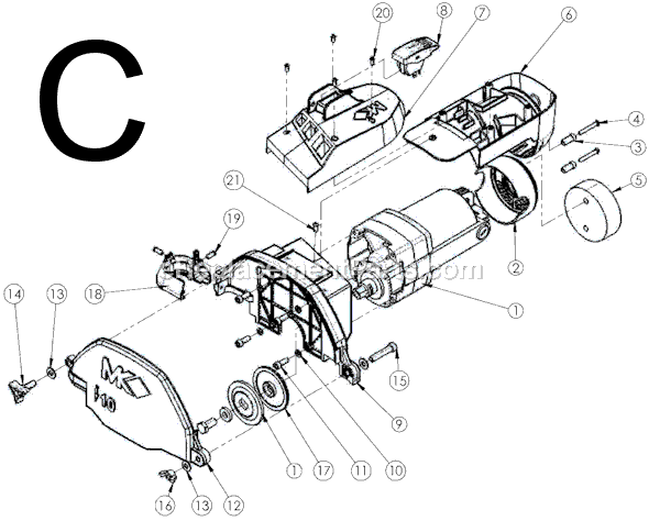 Page C Diagram and Parts List for MK-TX-3  MK Diamond Tile Saw